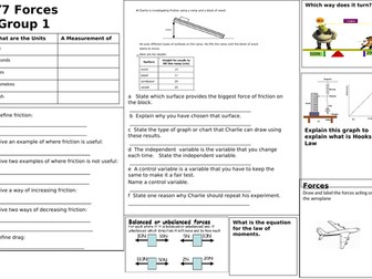 Forces revision sheet with answers