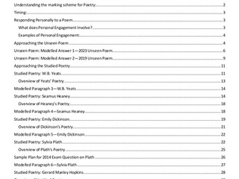 Leaving Certificate Poetry Pack: Studied and Unseen Poetry