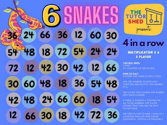 The Tutor Shed Presents - 6 Snakes 4 in a Row - A 6 Times Tables Board Game