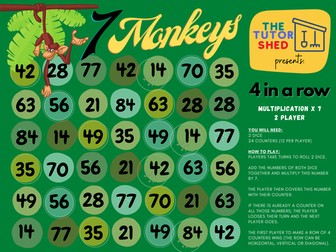 The Tutor Shed Presents - 7 Monkey 4 in a Row - A 7 Times Tables Board Game