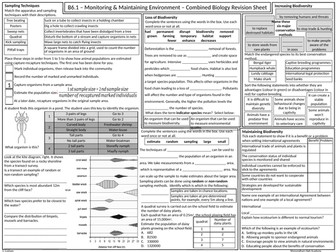OCR Gateway GCSE Comb Science Biology B6 Revision Mat