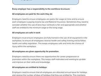 Responsibilities of an Employer