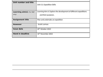 Unit 11 Expeditions BTEC 2020 Level 3