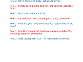 Trinity Exam Part 3 Speaking Dialogue - Food