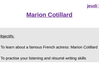AQA A level year 1 - Découvrir Marion Cotillard, cinéma français