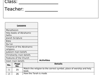 Intro to RE booklet: Judaism, Christianity and Islam