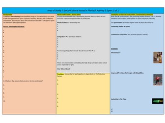 WJEC GCSE Area 5 Socio Cultural Recall Sheet and Answers Sheet