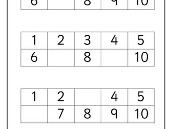 Missing number sheet to 10