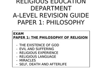 AQA A-Level Religious Studies Philosophy Revision Work Booklet