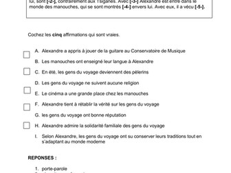 IB French -Listening-Text B HL-Gens du voyage