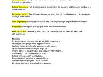 Speaking Skills through Gap Year Adventures