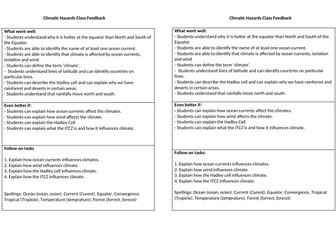 Feedback and Follow on Task Sheets