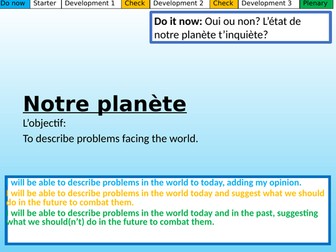 Notre planète Studio GCSE French Mod 8.1