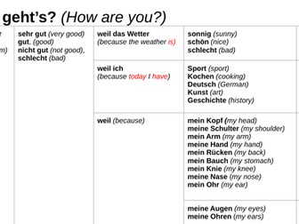 Sentence builders to match Stimmt 3 Kapitel 1 Vorbilder