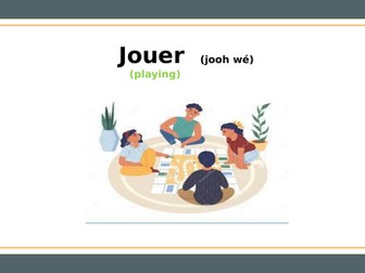 Present tense regular verbs in  "er" jouer with pictures and pronunciation