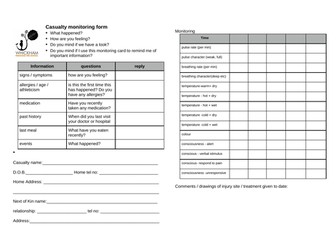 Casualty Monitoring Form
