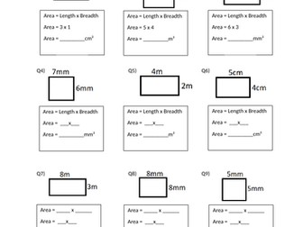 Area of Rectangle and Triangle Scaffolded Worksheet