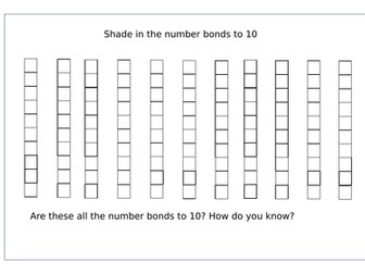 Finding number bonds to 10 by shading