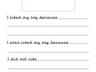 Toy review template with sentence prompts