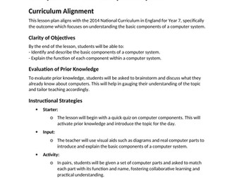 Computing Year 7 Lesson Paln
