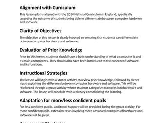 Computing Year 7 Lesson Plan
