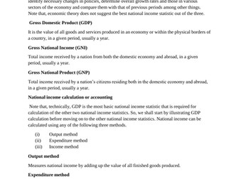 AS and A level economics for Cambridge International: National Income Statistics Notes