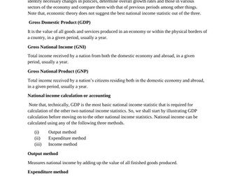 AS and A level economics for Cambridge International: National Income Statistics Notes