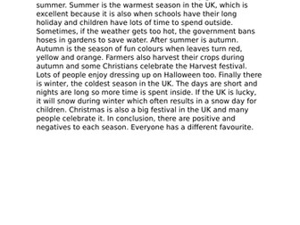 Paragraphing lesson - Seasons in the UK