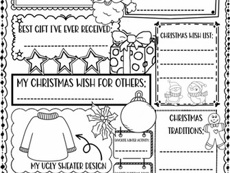 All about Me Worksheet Christmas Theme