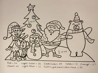 Fractions of Amounts Christmas Colouring
