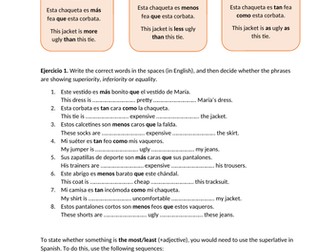 Spanish comparatives - Clothes