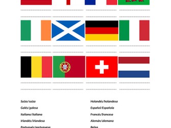 Spanish Worksheet - Countries and Nationalities