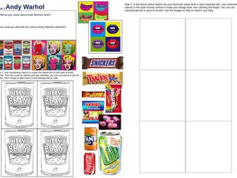 A3 Art Andy Warhol Style Worksheet