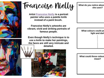 Art printable ppt worksheets Francoise Nielly portrait tasks