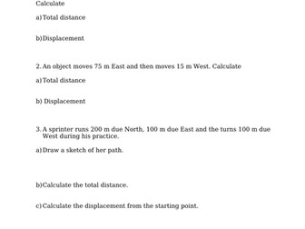 Distance and Displacement Worksheet