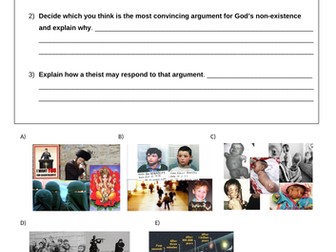 Arguments against the existence of God worksheet KS3