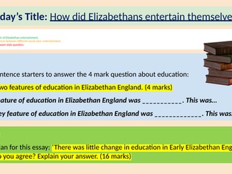 L2: Elizabethan Entertainment (GCSE History EEE Edexcel)