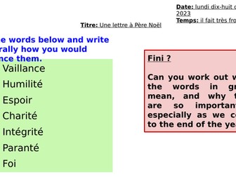 Letter to Santa French