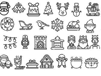 Christmas symbols image to colour