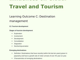 BTEC Tech 2022 Travel and Tourism Component 3 Learning Outcome C Knowledge Organiser