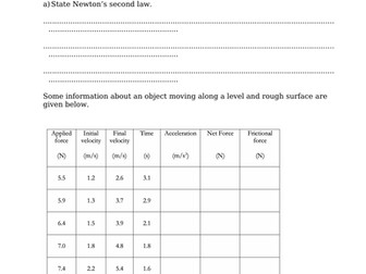 Newton's Law Worksheet