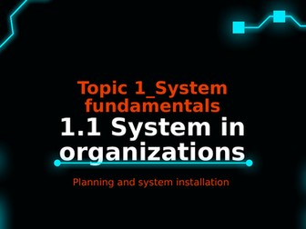 Topic 1.1 Systems in organizations