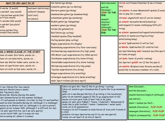 GCSE German Stimmt Higher Module 2 Free Time Unit 4 Sentence Builder - Sport fuer alle