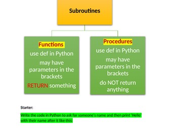 Procedures & Functions for GCSE - Python