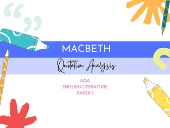 Macbeth: Quotation Analysis Booklet (AQA)