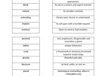 The Raven poem vocabulary activity