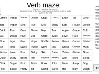 Verb word maze