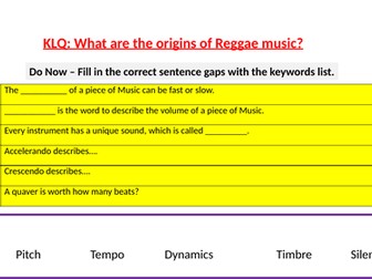 Year 8 Music - Reggae/Offbeat Music - PPT Lessons Unit of Work
