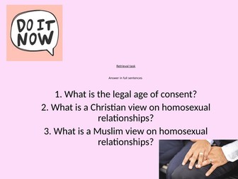 RS AQA A Theme A Relationships and Families Sex outside of marriage