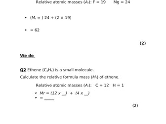 Relative formula mass calculation worksheet